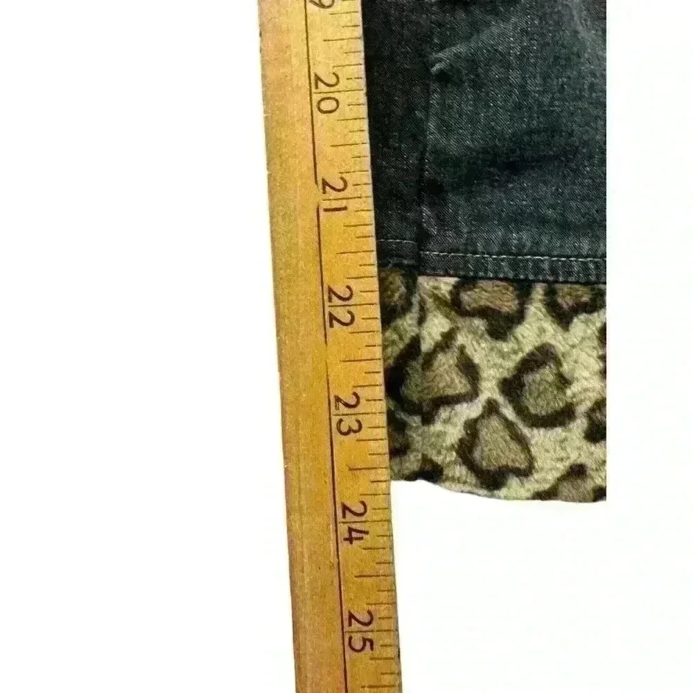 Children’s Place‎ Girls Size 12 Stretch Jeans With Flower And Leopard Hem Design
